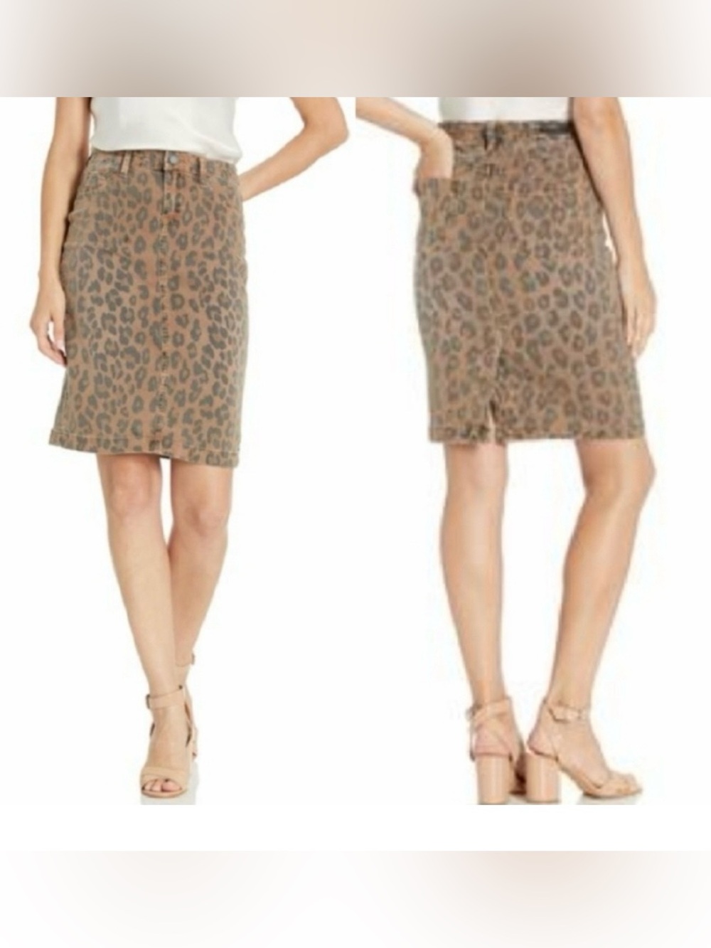 EUC BLANKNYC Women's Denim Pencil Skirt in Cheetah Leopard Print in Brown 25